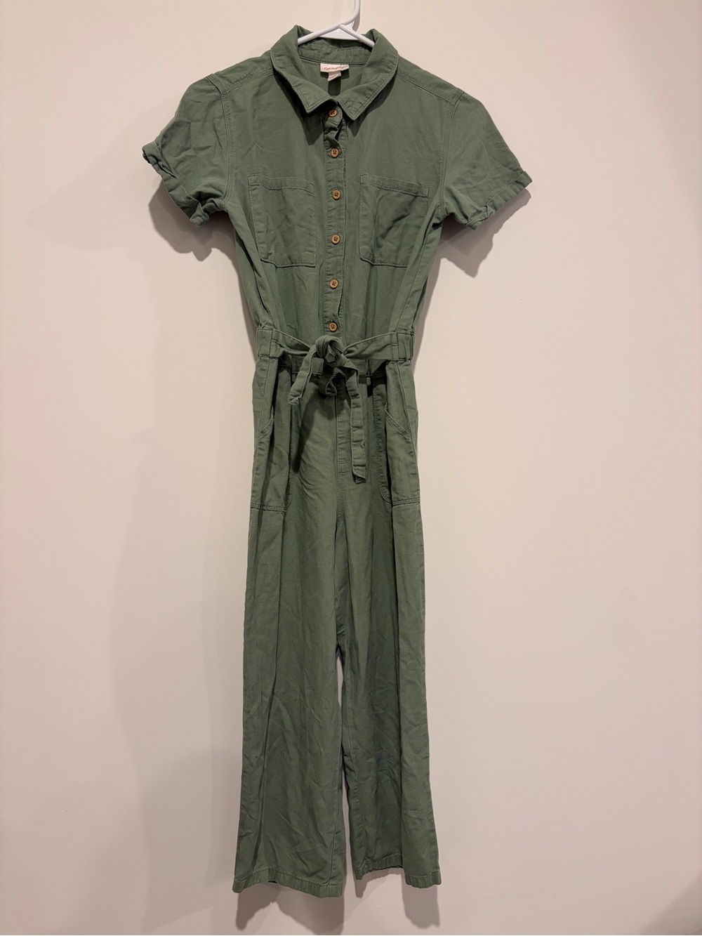 Cat & Jack Size XL (14) Olive Green Short Sleeve Utility Button Front Jumpsuit